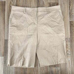 BCBGMAXAZRIA Women's Size‎ 10 Beige Khaki Flat Front Cotton Blend Bermuda Shorts